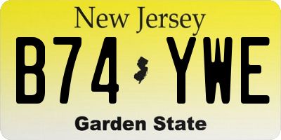 NJ license plate B74YWE