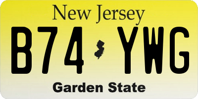 NJ license plate B74YWG