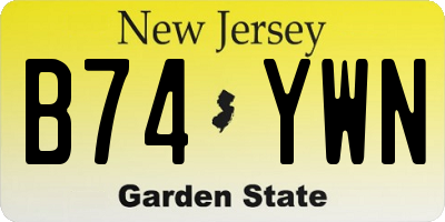 NJ license plate B74YWN