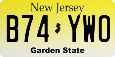 NJ license plate B74YWO