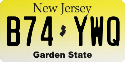 NJ license plate B74YWQ