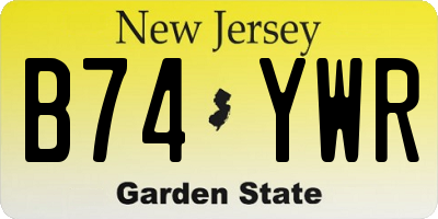 NJ license plate B74YWR