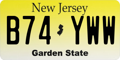 NJ license plate B74YWW