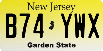 NJ license plate B74YWX