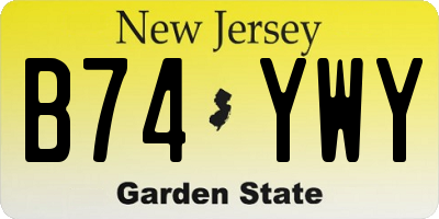 NJ license plate B74YWY