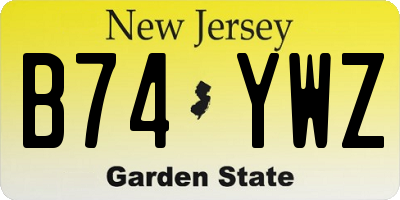 NJ license plate B74YWZ