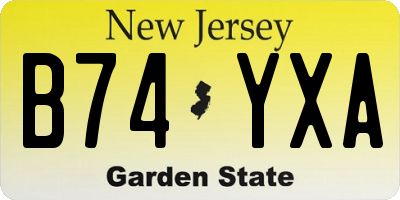 NJ license plate B74YXA
