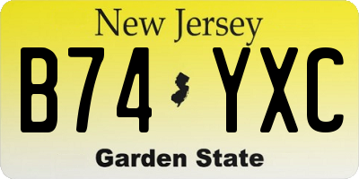 NJ license plate B74YXC