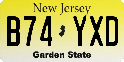 NJ license plate B74YXD