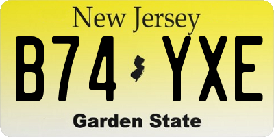 NJ license plate B74YXE