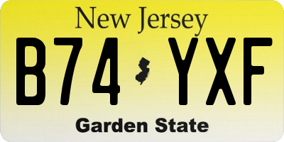 NJ license plate B74YXF