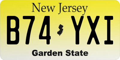 NJ license plate B74YXI