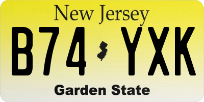 NJ license plate B74YXK