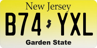 NJ license plate B74YXL