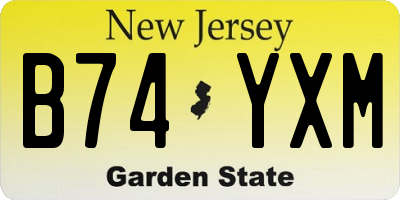 NJ license plate B74YXM