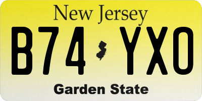 NJ license plate B74YXO