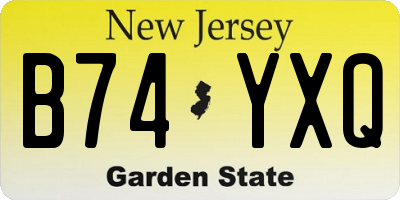 NJ license plate B74YXQ