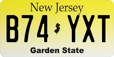 NJ license plate B74YXT