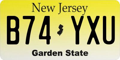 NJ license plate B74YXU