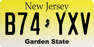 NJ license plate B74YXV