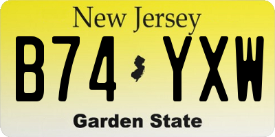NJ license plate B74YXW
