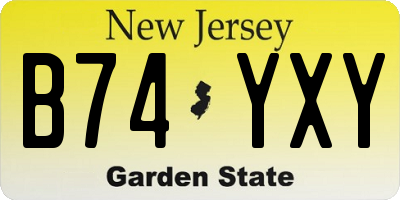 NJ license plate B74YXY