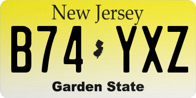 NJ license plate B74YXZ