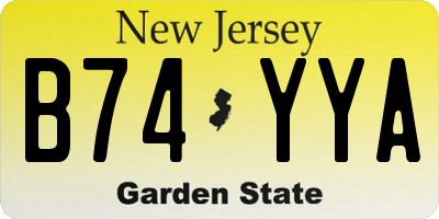 NJ license plate B74YYA