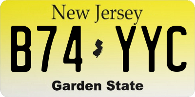 NJ license plate B74YYC
