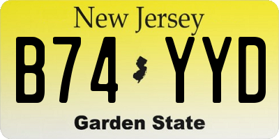 NJ license plate B74YYD