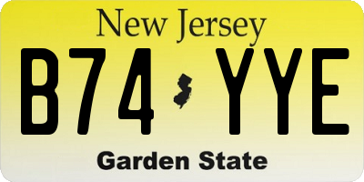 NJ license plate B74YYE