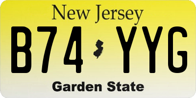 NJ license plate B74YYG