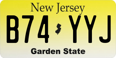 NJ license plate B74YYJ