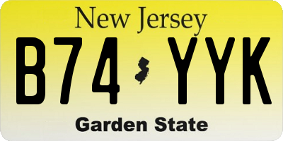NJ license plate B74YYK