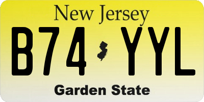 NJ license plate B74YYL