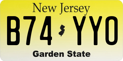NJ license plate B74YYO