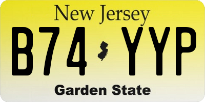 NJ license plate B74YYP
