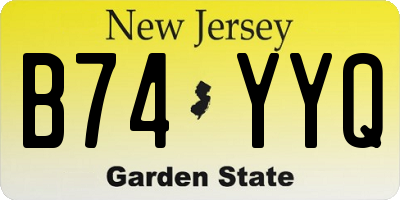NJ license plate B74YYQ