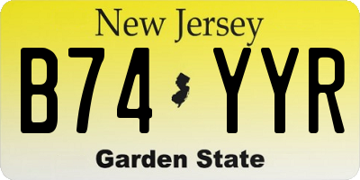 NJ license plate B74YYR