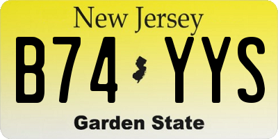 NJ license plate B74YYS