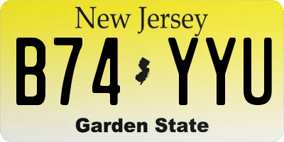 NJ license plate B74YYU