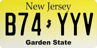 NJ license plate B74YYV