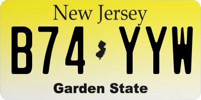 NJ license plate B74YYW