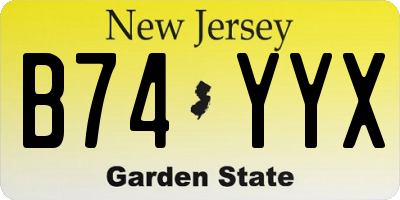 NJ license plate B74YYX