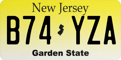 NJ license plate B74YZA