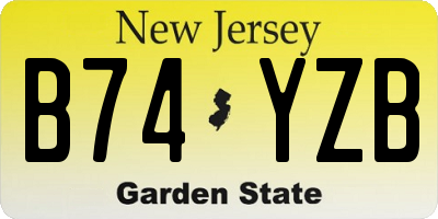 NJ license plate B74YZB