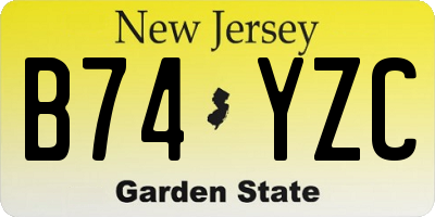 NJ license plate B74YZC
