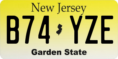 NJ license plate B74YZE