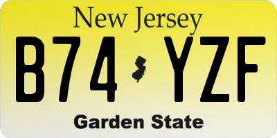 NJ license plate B74YZF