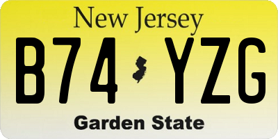 NJ license plate B74YZG